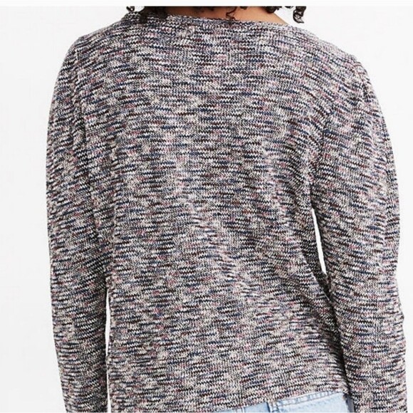 Madewell Pink Blue Black White Mottled Cropped Knit Multicolor Sweater M (A0023) - Picture 4 of 10